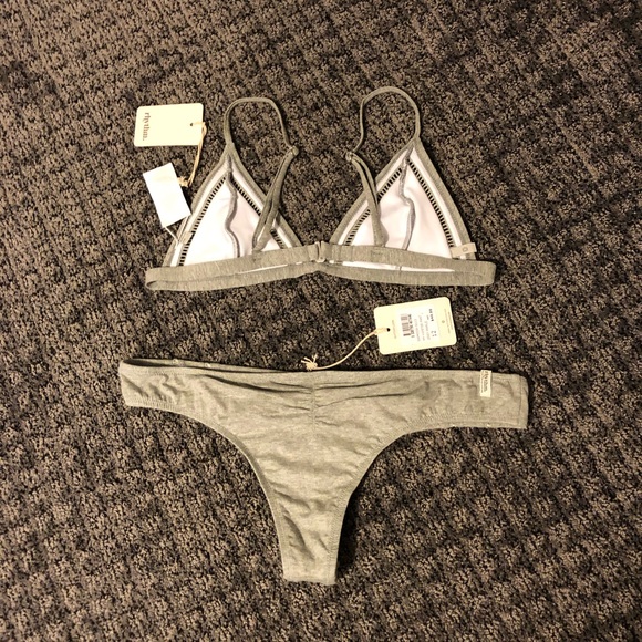 Lulus Rhythm My Bralette & Cheeky Gray Bikini - Picture 4 of 8
